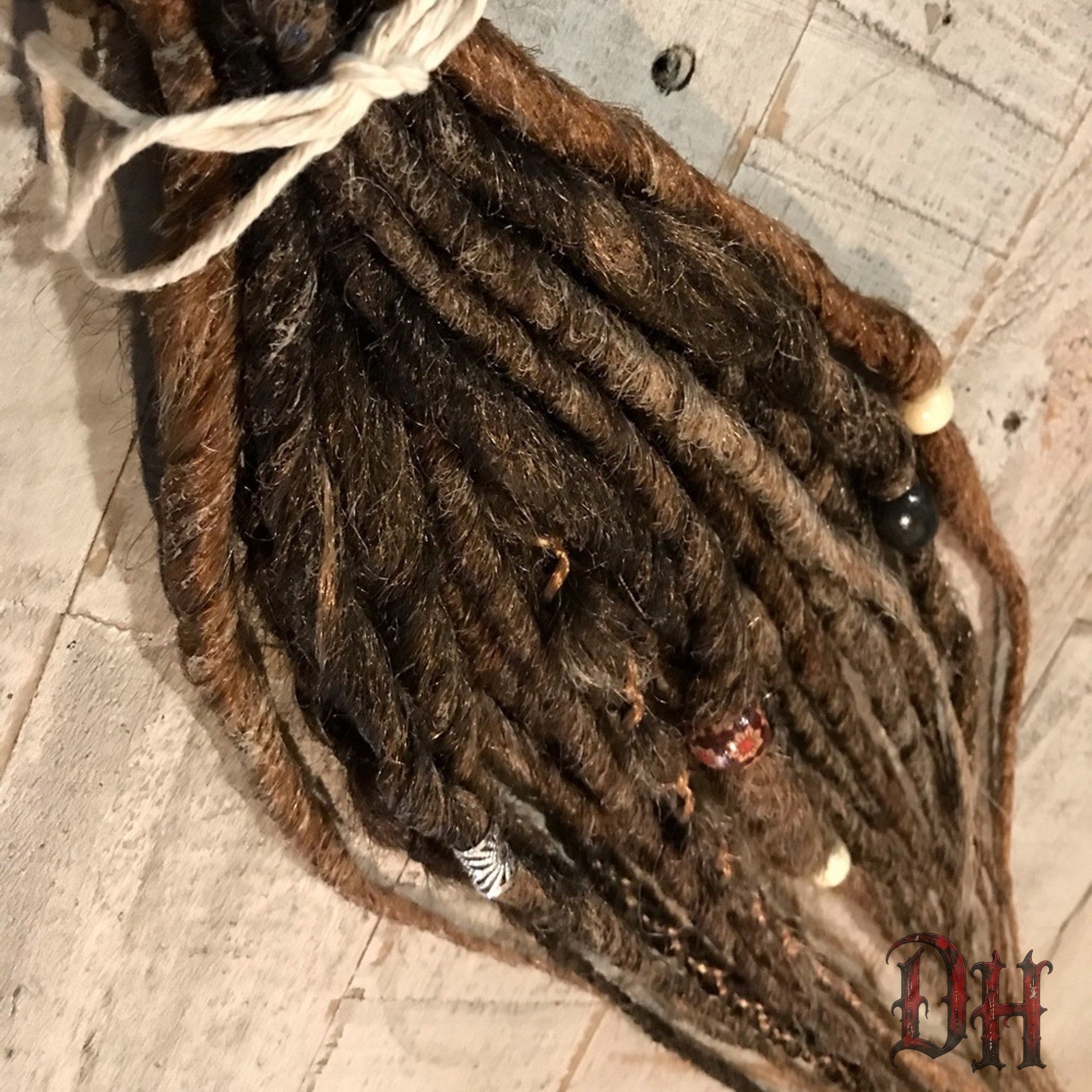 20 SE Single Ended Knotty Dreads Dreadlocks Hair Extensions Beads Brown Blended