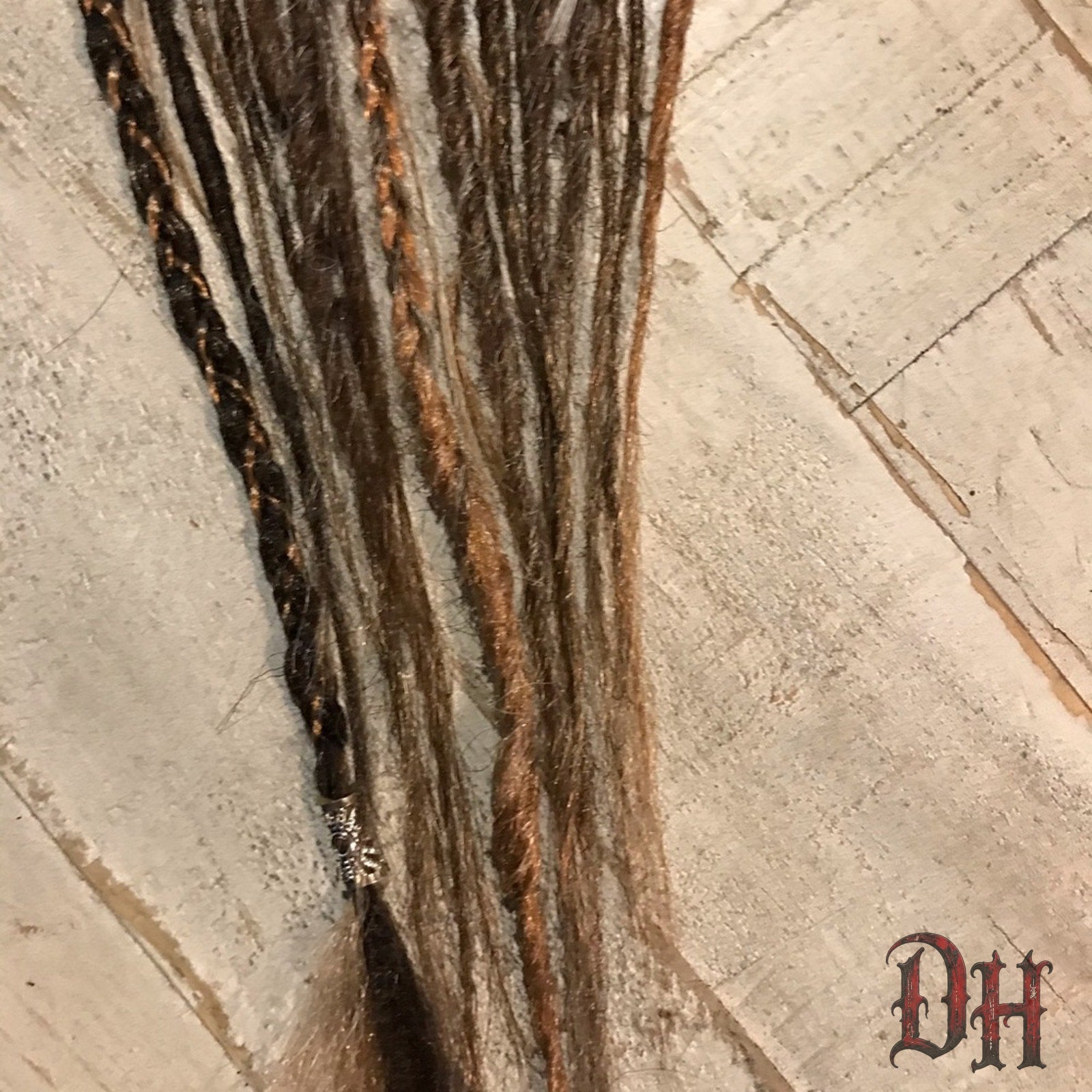 20 SE Single Ended Knotty Dreads Dreadlocks Hair Extensions Beads Brown Blended