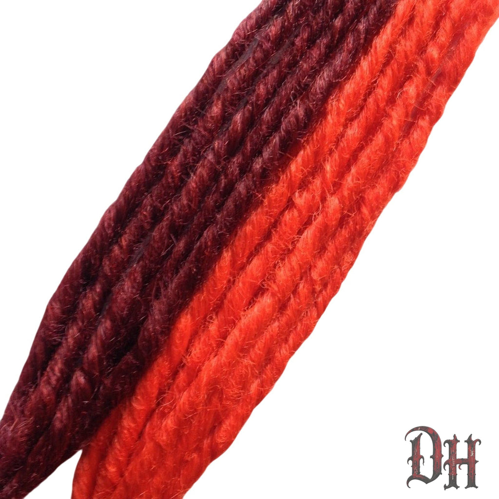 20 SE Single Ended Red and Burgundy Dreads Dreadlocks Hair Extensions