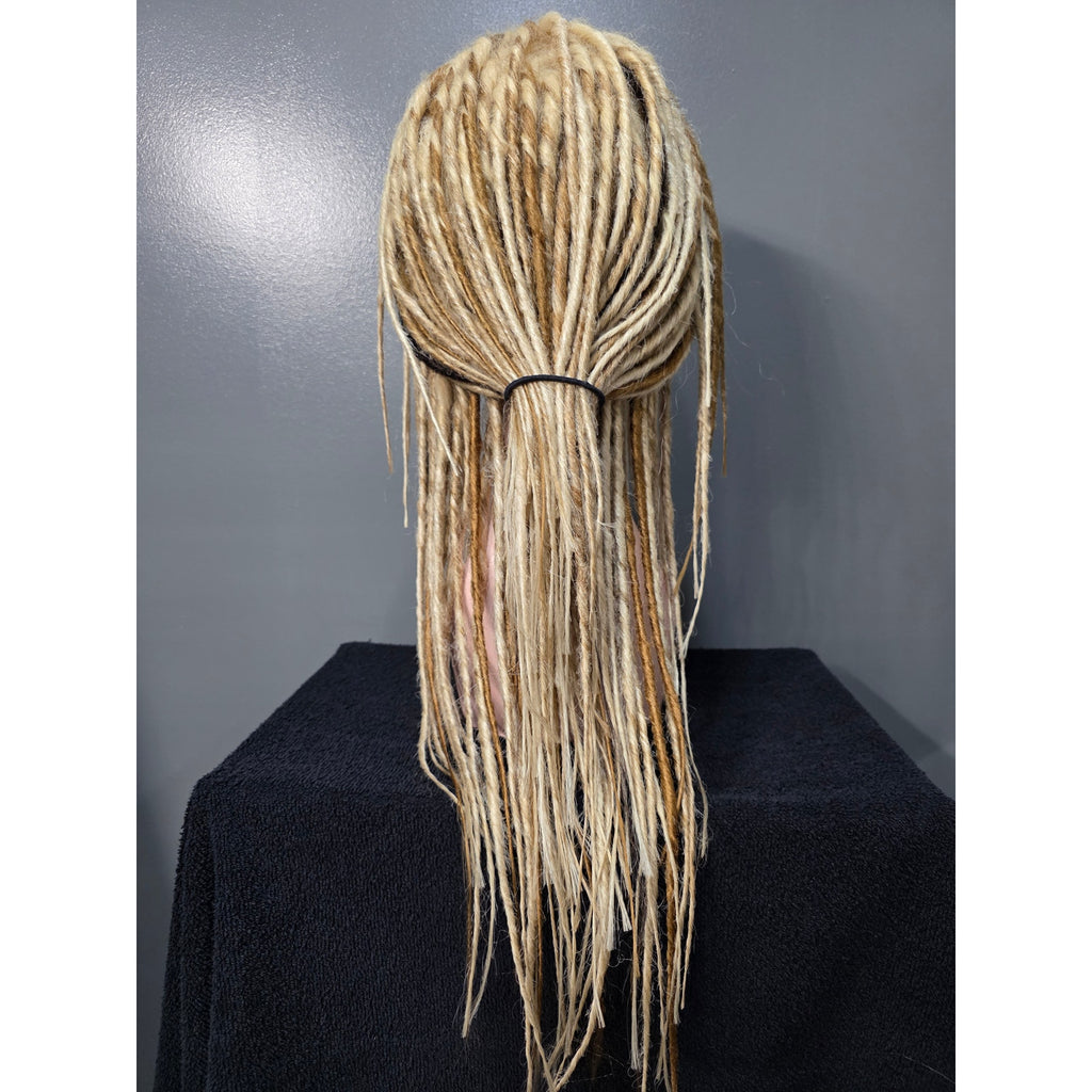Full Cap Dreadlock Dread Wig Blonde Mix Light and Dark Synthetic Handmade 22 in