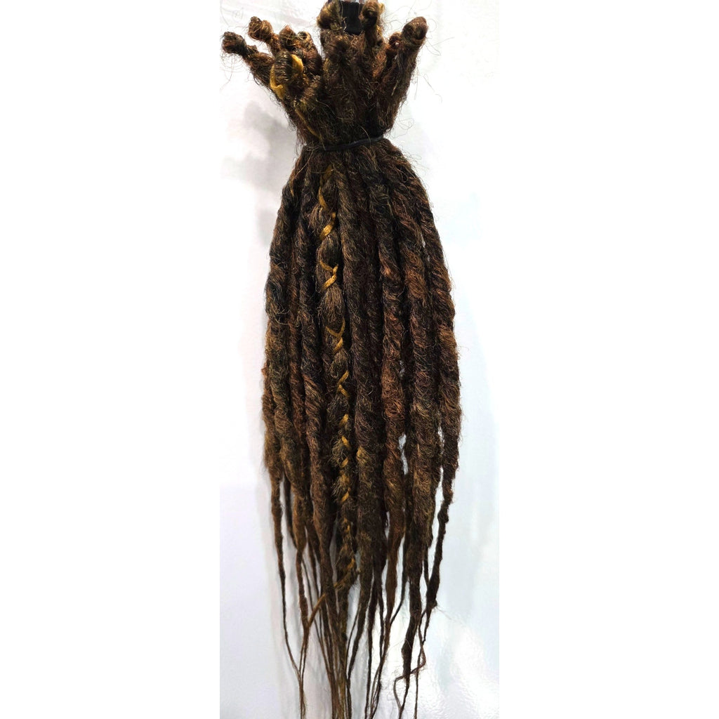 25 SE Single Ended Auburn Brown Synthetic Dread Dreadlock Hair Extensions Knotty