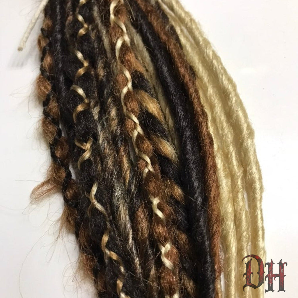 25 SE Mix Dreads Dreadlocks Hair Extensions Blonde Brown Auburn