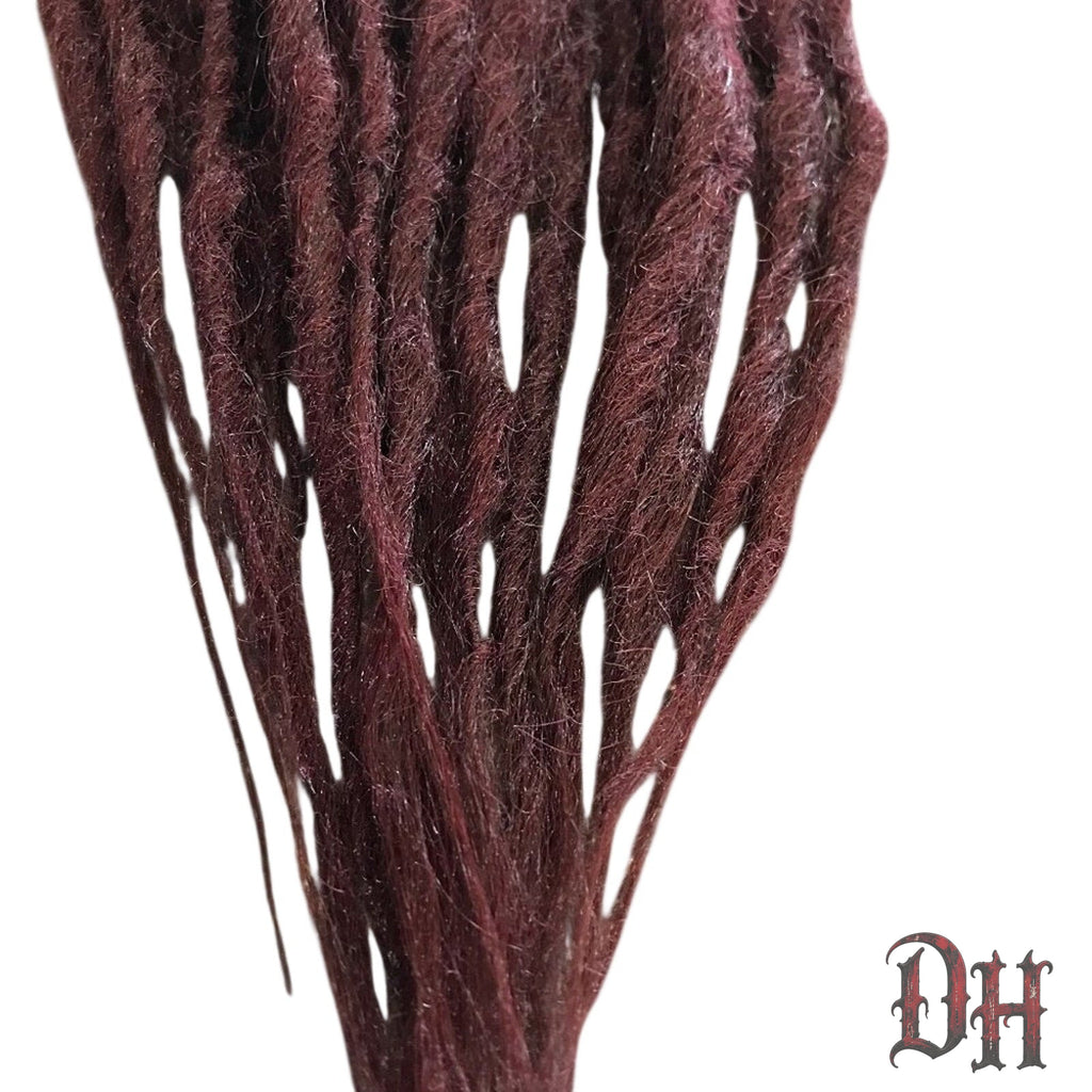 25 SE Single Ended Burgundy Dark Auburn Brown Dreads Dreadlock Hair Extensions