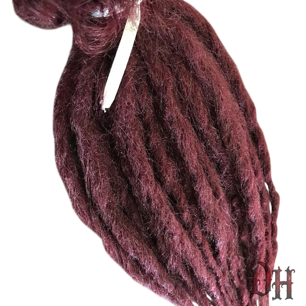 25 SE Single Ended Burgundy Dark Auburn Brown Dreads Dreadlock Hair Extensions