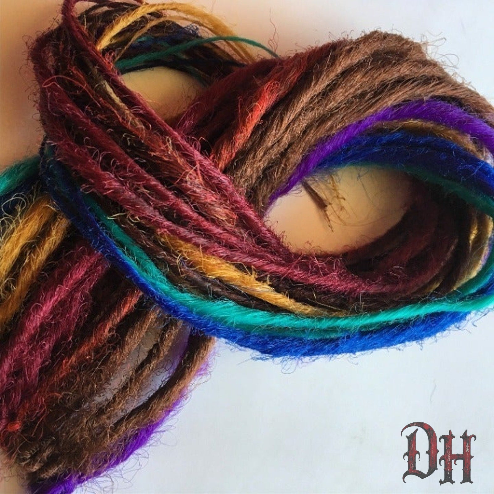 25 SE Single Ended Mix Set Dreads Dreadlocks Hair Extensions Auburn Blue Gold Purple