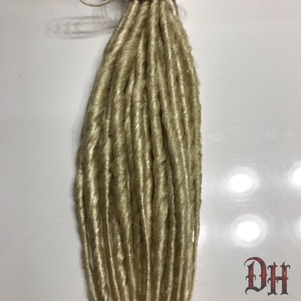 25 SE Single Ended Platinum Blonde Dreads Dreadlock Hair Extension