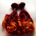 Bright Red Burgundy & Gold Ombre Human Hair Clip Or Tape In Extensions