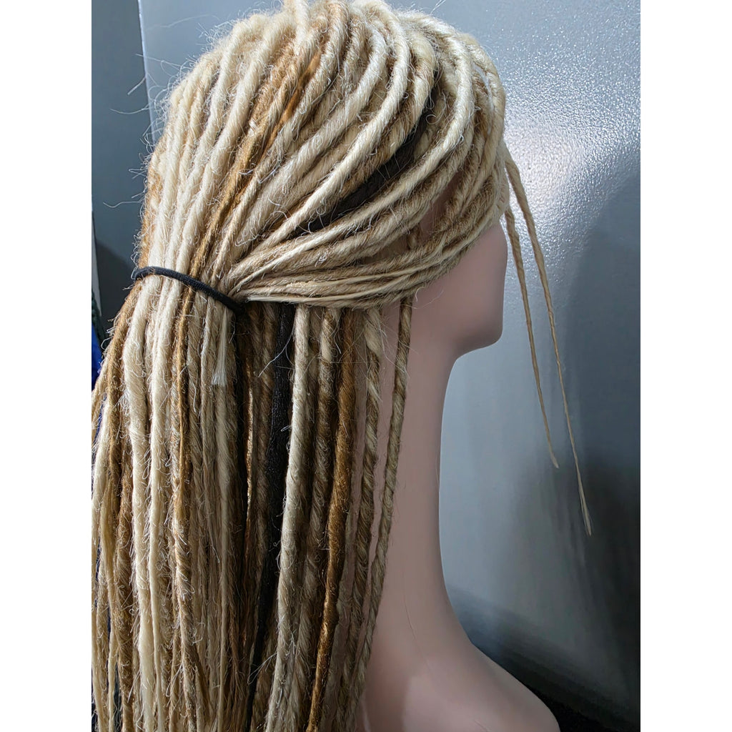 Full Cap Dreadlock Dread Wig Blonde Mix Light and Dark Synthetic Handmade 22 in