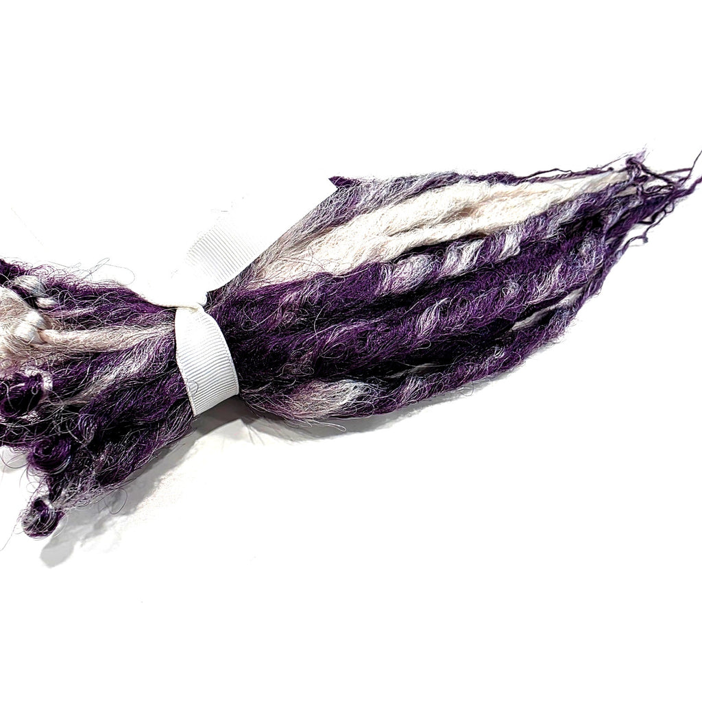 10 SE Single Ended Dark Purple Silver White Dreads Dreadlocks Hair Extensions