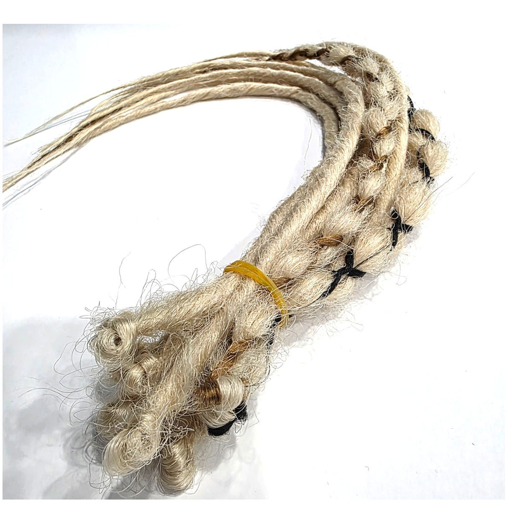 10 SE Single Ended Light Blonde Dreads Dreadlock Hair Extensions With Accents