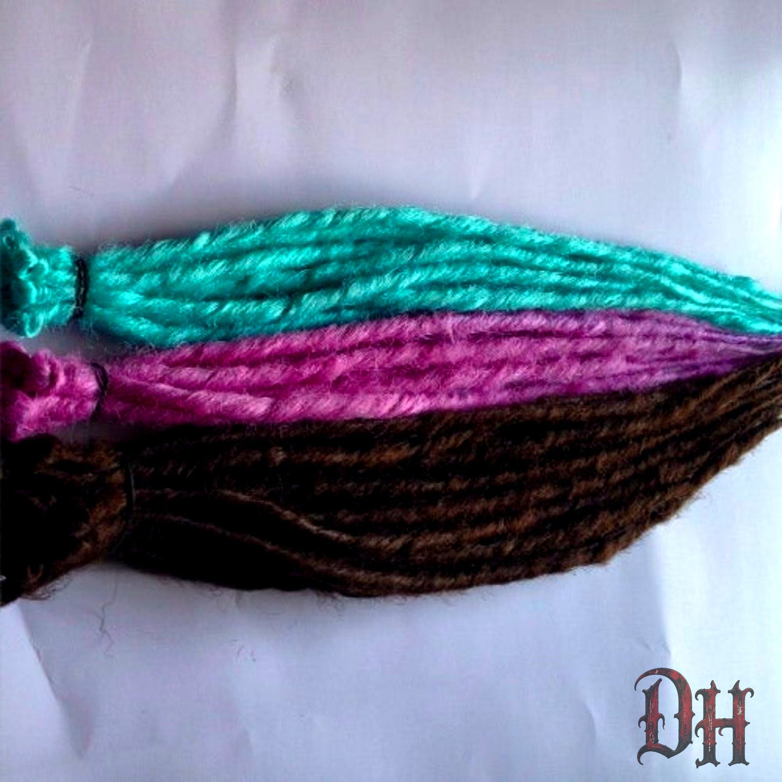 30 SE Single Ended Aqua Blue Pink Brown Dreads Dreadlock Hair Extensions
