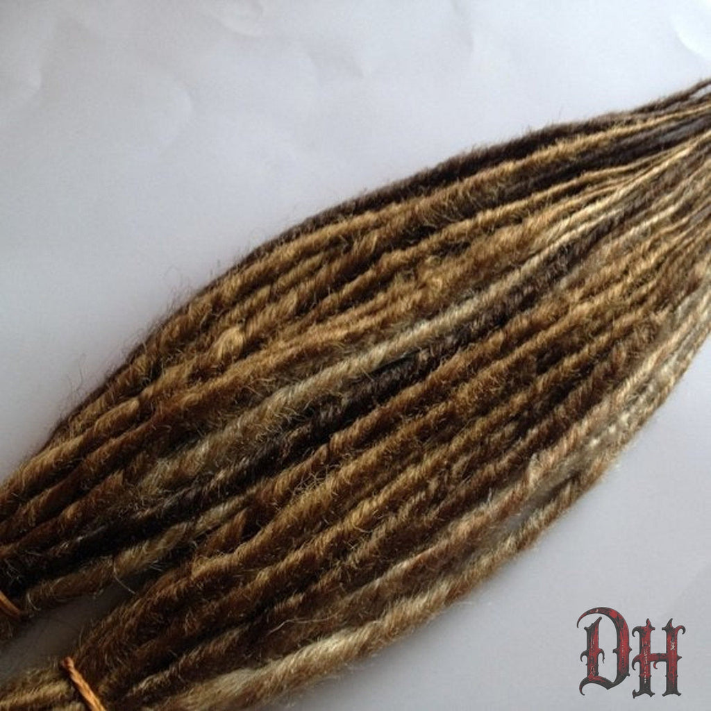 30 SE Single Ended Mix Dreads Dreadlocks Hair Extensions Brown Blonde Auburn