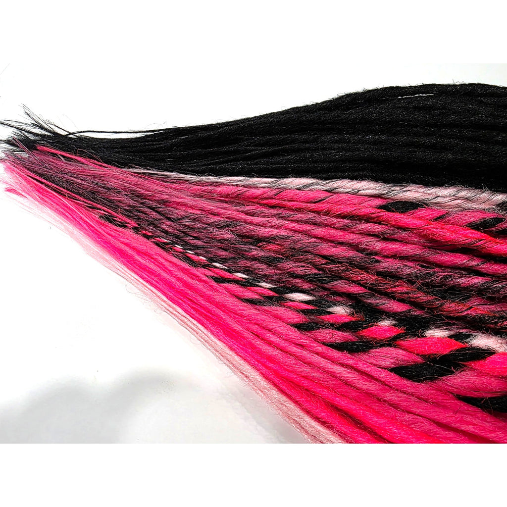95 SE Single Ended Black & Pink Synthetic Dreads Dreadlocks Hair Extensions