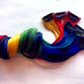 (12) Rainbow Human Hair Clip or Tape in Extensions 14-16 in