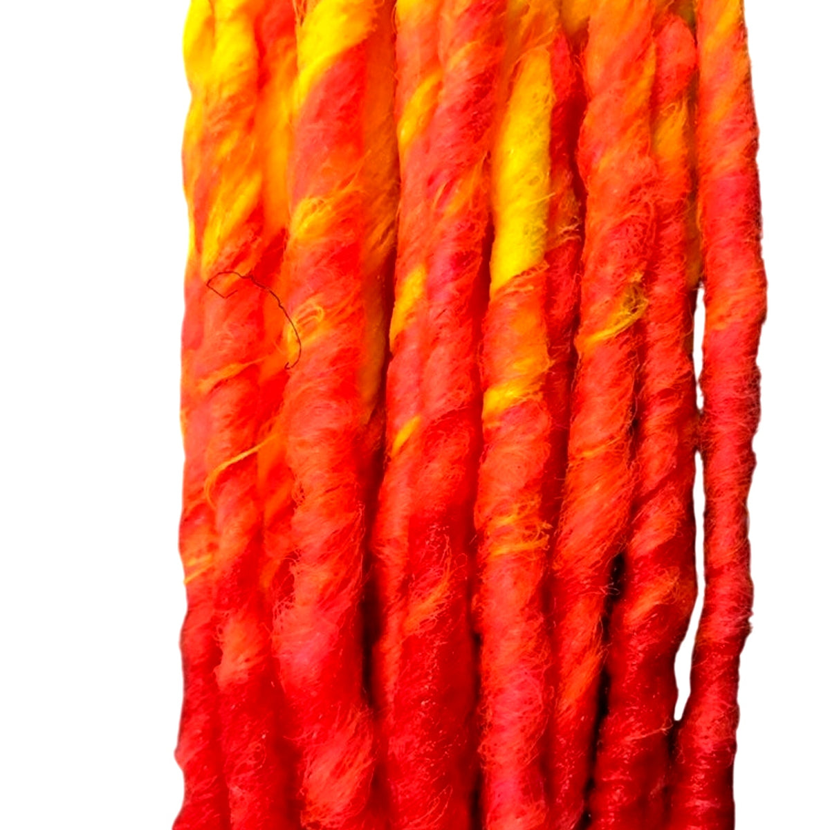 25 SE Single Ended Flame Fire Dreads Dreadlock Hair Extension Red Orange Yellow