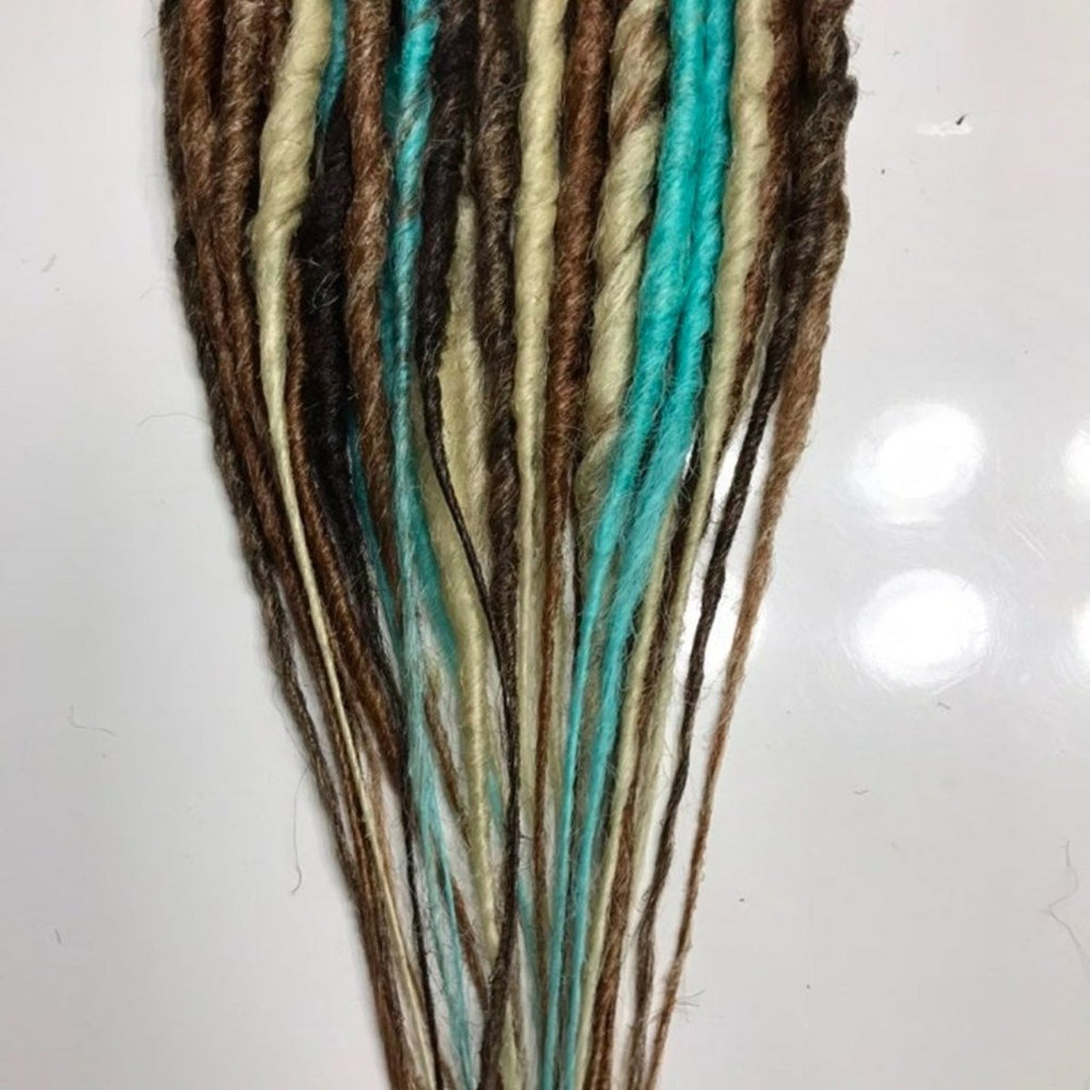 40 SE Single Ended Blue Accent Dreads Dreadlock Hair Extensions