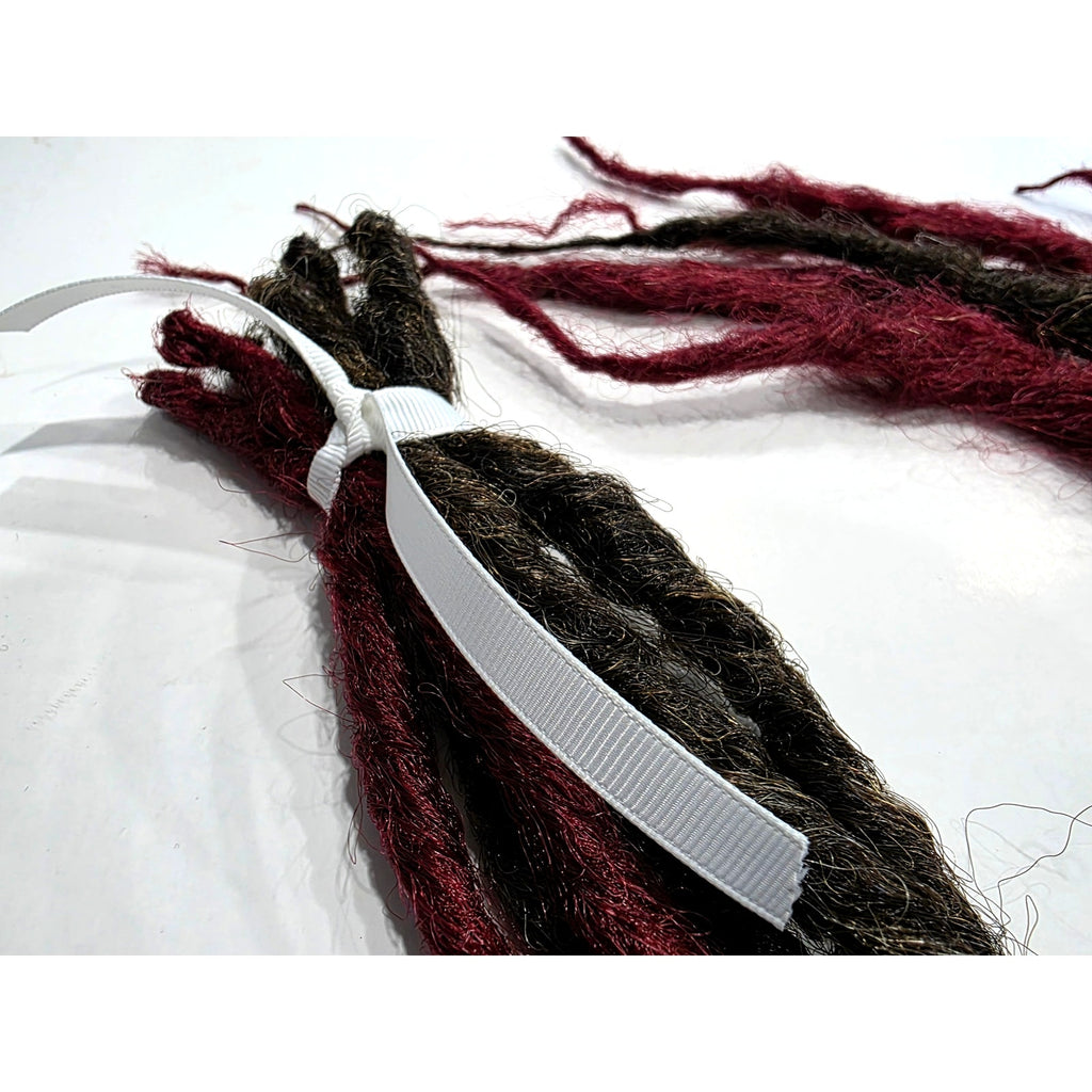 6 SE Single Ended Dreads Dreadlocks Hair Extensions Knotty Burgundy Red Brown
