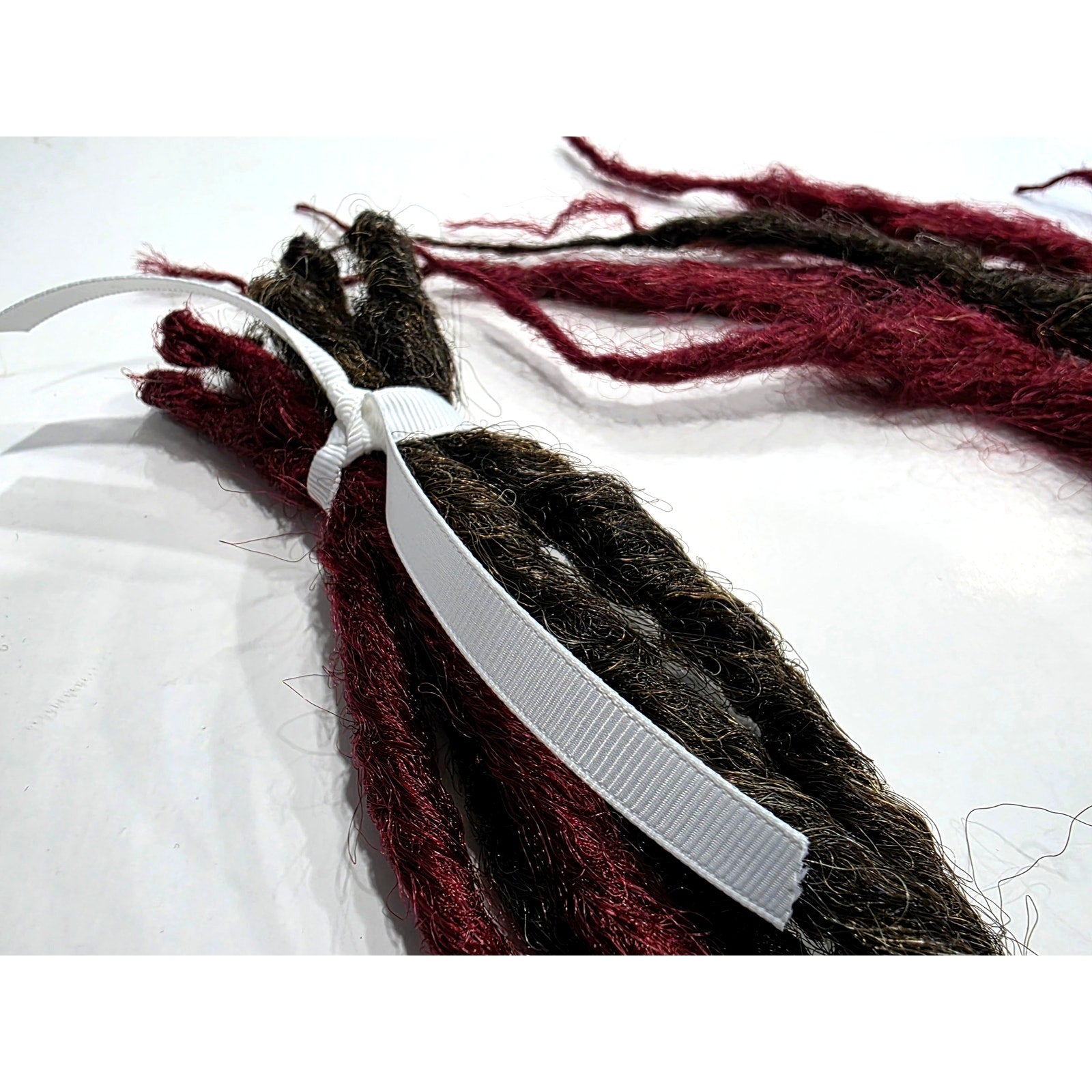 6 SE Single Ended Dreads Dreadlocks Hair Extensions Knotty Burgundy Red Brown