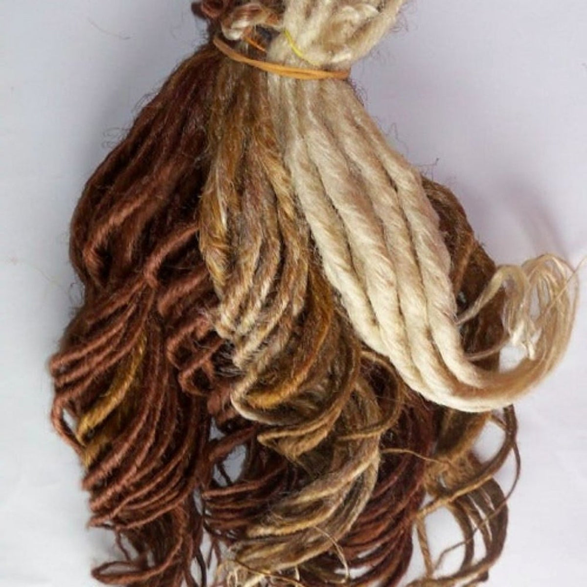 40 SE Single Ended Brown Auburn Blonde Wavy Curly Dread Dreadlock Hair Extension