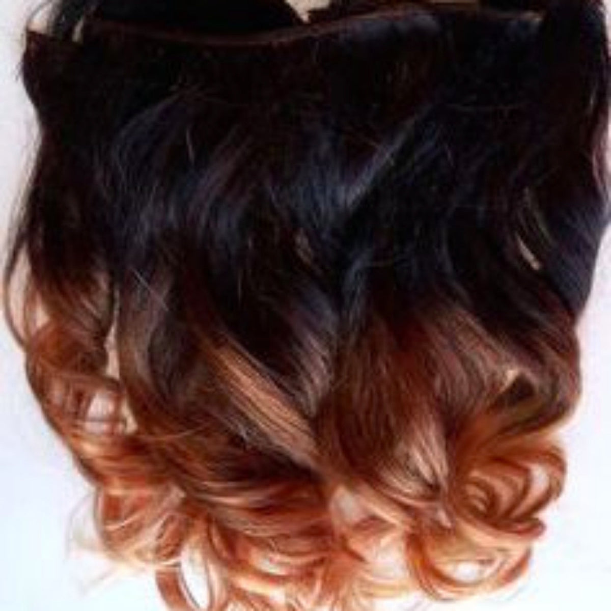 Black Auburn Gold Ombre Human Hair Clip or Tape Extensions