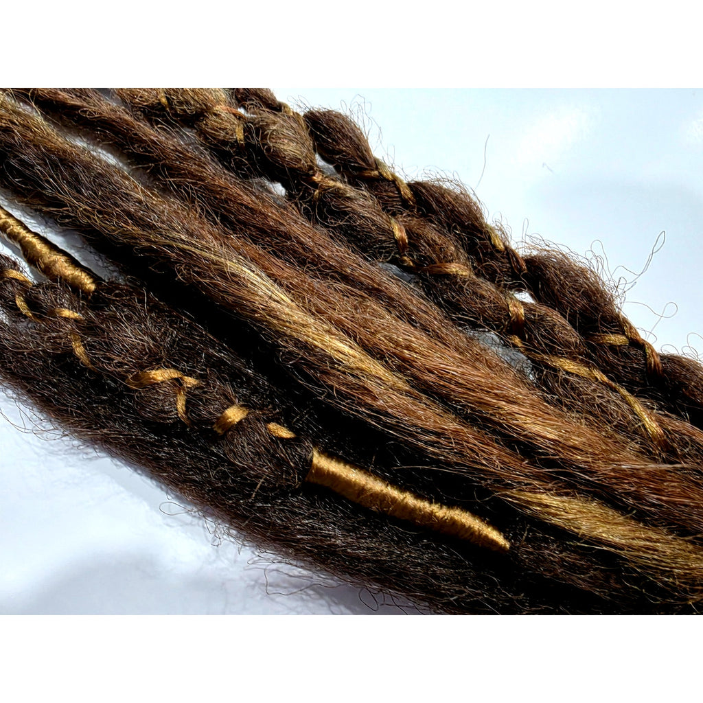 10 SE Single Ended Brown Natural Mix Synthetic Dreads Dreadlocks Hair Extensions