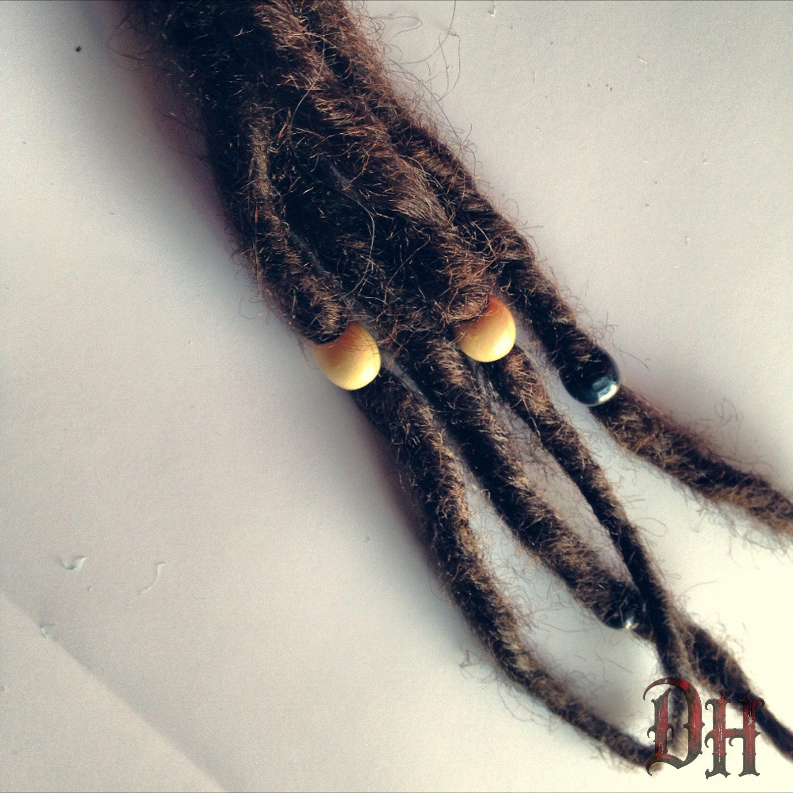 4 SE Single Ended Brown Dreads Dreadlocks Beads Hair Extensions