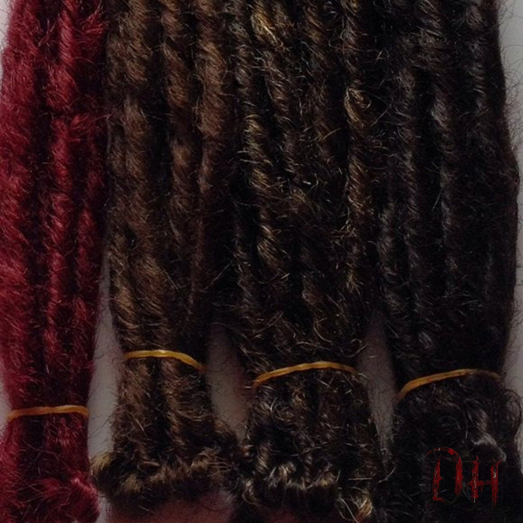 40 SE Single Ended Black Brown Burgundy Red Dreads Dreadlock Hair Extensions