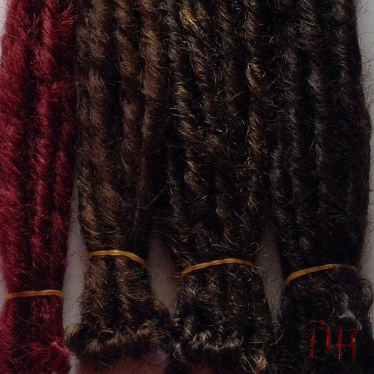40 SE Single Ended Black Brown Burgundy Red Dreads Dreadlock Hair Extensions