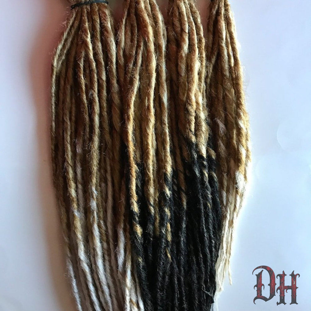 40 SE Single Ended Blonde Black White Ombre Dreads Dreadlocks Hair Extensions