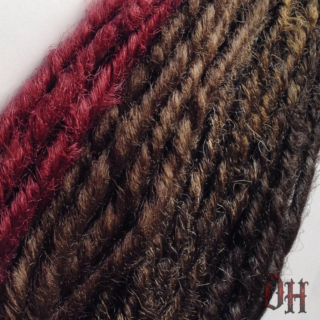 40 SE Single Ended Burgundy Black Brown Dreads Dreadlock Hair Extensions