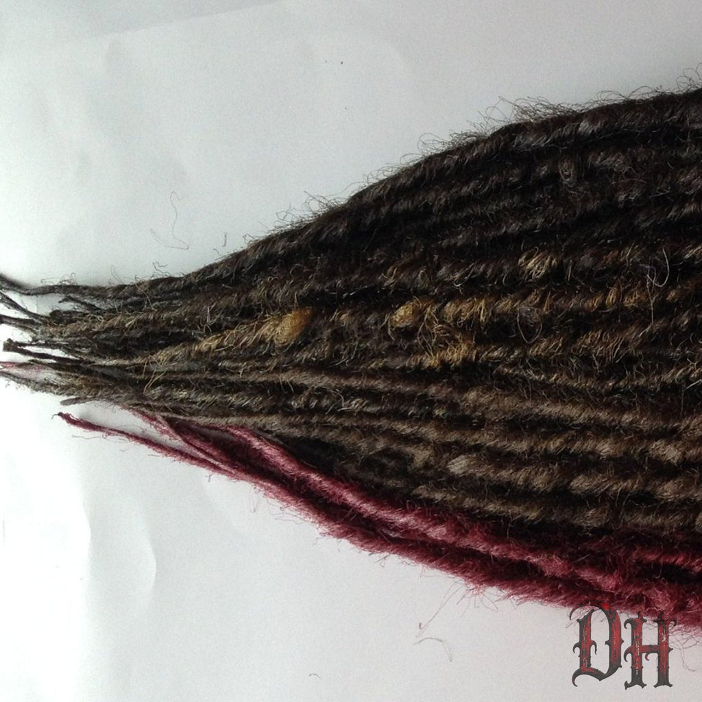 40 SE Single Ended Burgundy Black Brown Dreads Dreadlock Hair Extensions