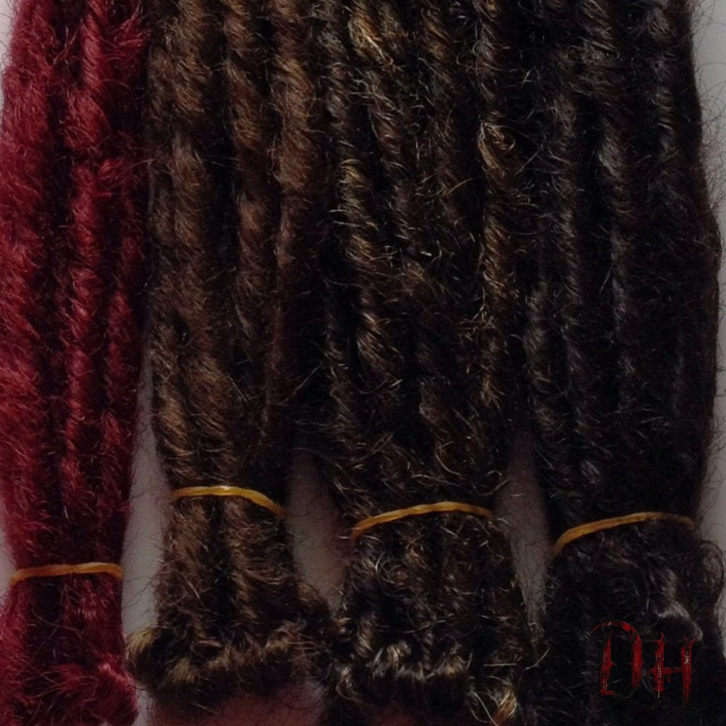40 SE Single Ended Burgundy Black Brown Dreads Dreadlock Hair Extensions