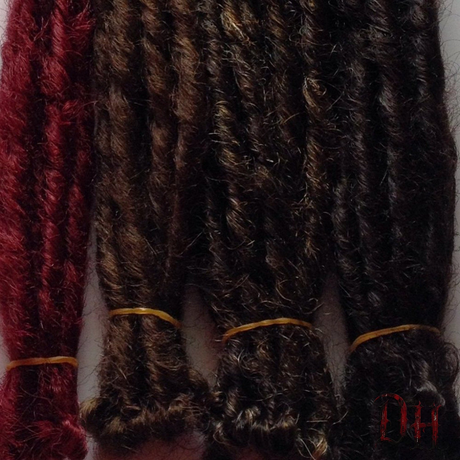 40 SE Single Ended Burgundy Black Brown Dreads Dreadlock Hair Extensions