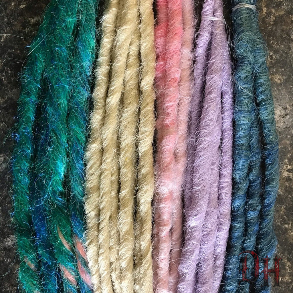 40 SE Single Ended Pastel Dreads Dreadlocks Hair Extensions Blonde Green Pink