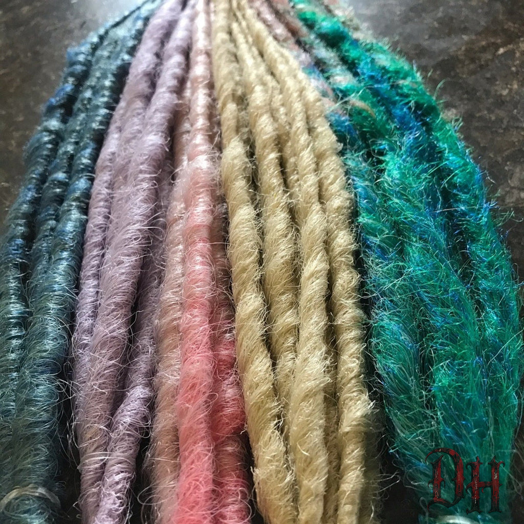 40 SE Single Ended Pastel Dreads Dreadlocks Hair Extensions Blonde Green Pink