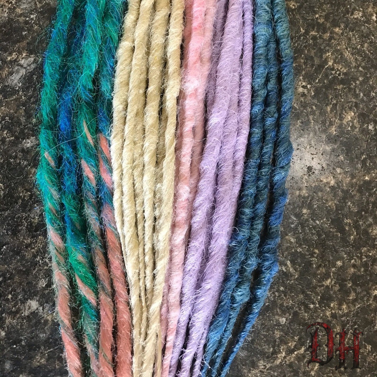 40 SE Single Ended Pastel Dreads Dreadlocks Hair Extensions Blonde Green Pink