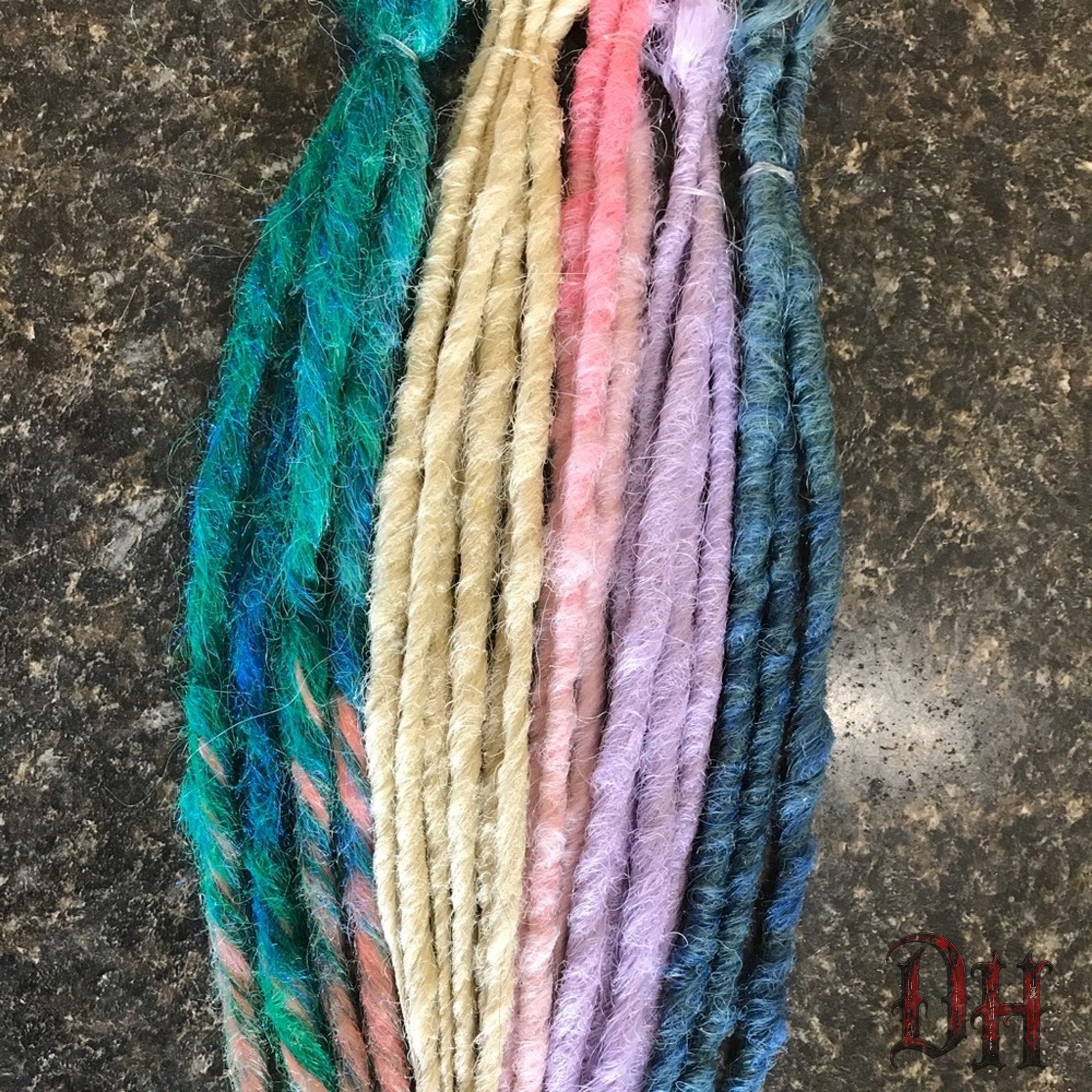 40 SE Single Ended Pastel Dreads Dreadlocks Hair Extensions Blonde Green Pink