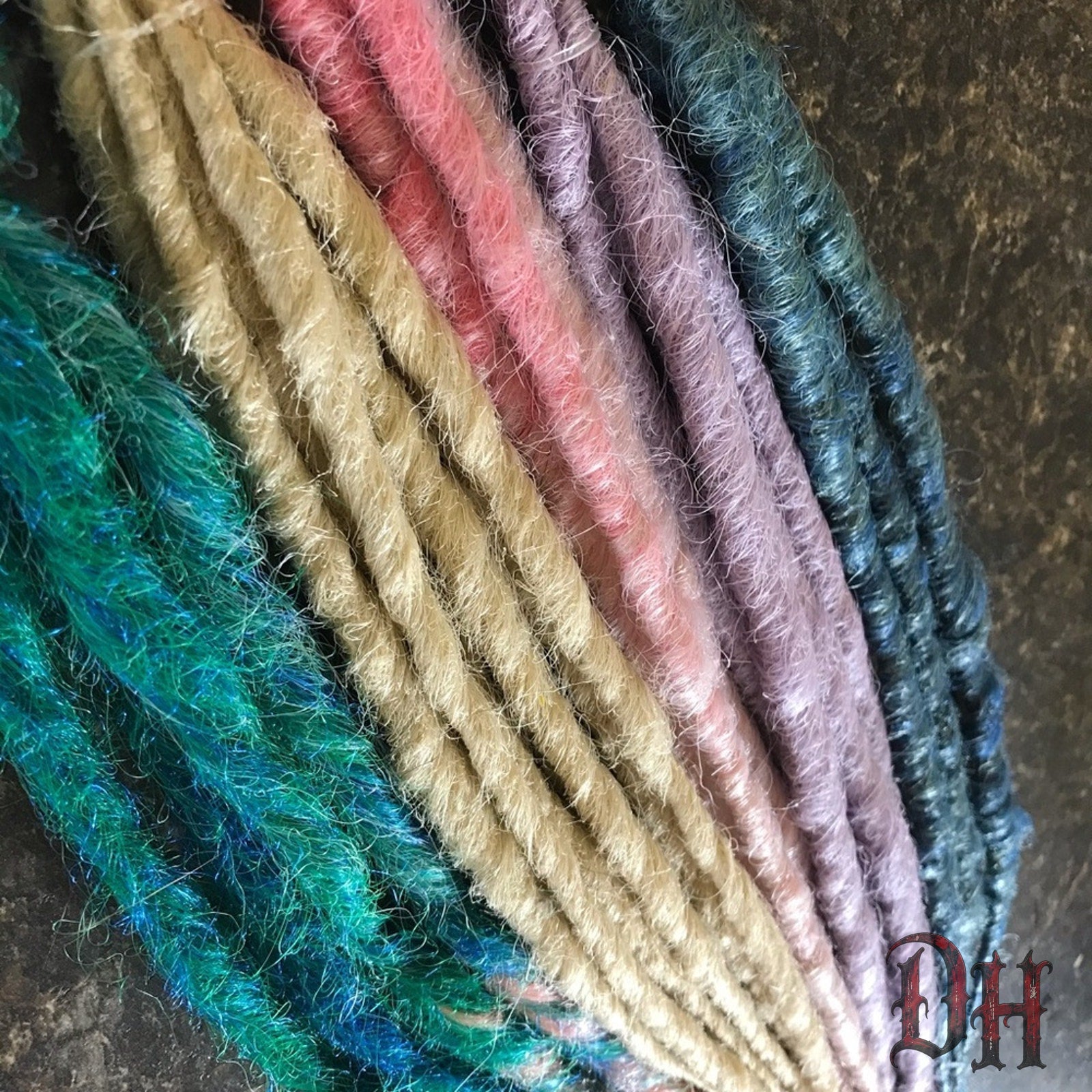 40 SE Single Ended Pastel Dreads Dreadlocks Hair Extensions Blonde Green Pink