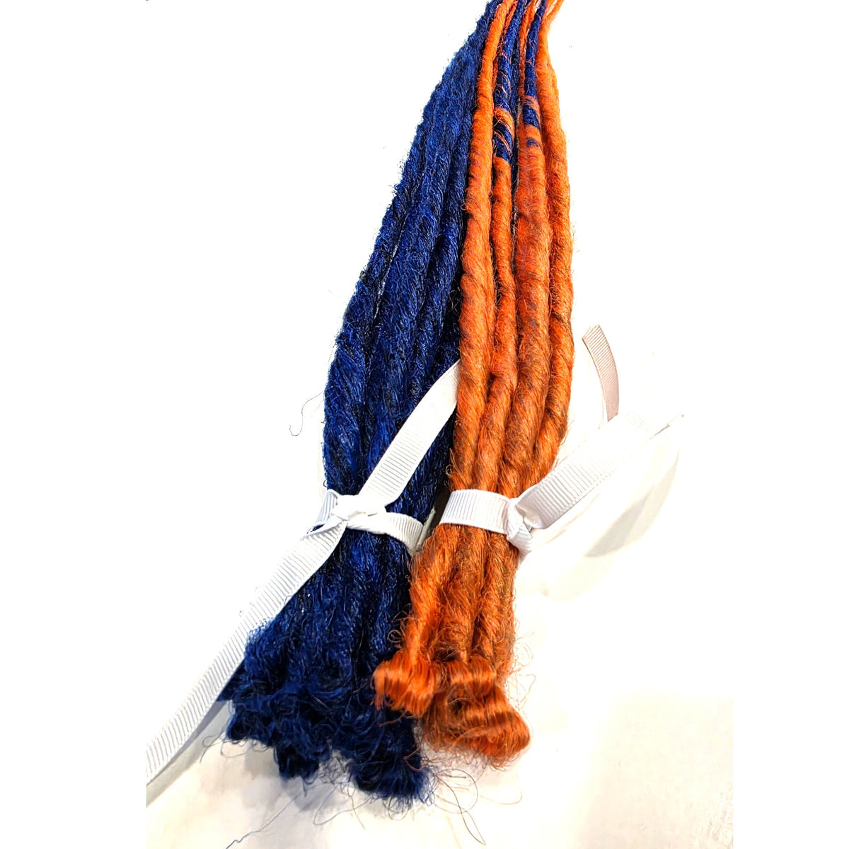 10 SE Single Ended Orange and Dark Blue Dreads Dreadlocks Hair Extensions