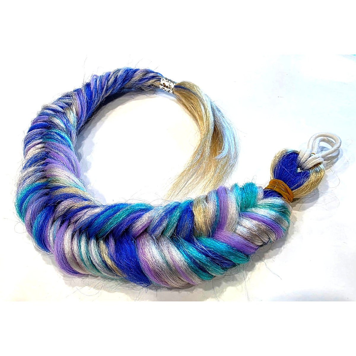 Mermaid fishtail braid ponytail extension 20 inch, blue purple green blonde festival hair fall