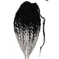 Black & Silver White Ombre Pony Tail Fall Dreads Dreadlocks Hair Extensions