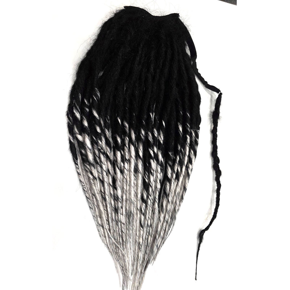 Black & Silver White Ombre Pony Tail Fall Dreads Dreadlocks Hair Extensions
