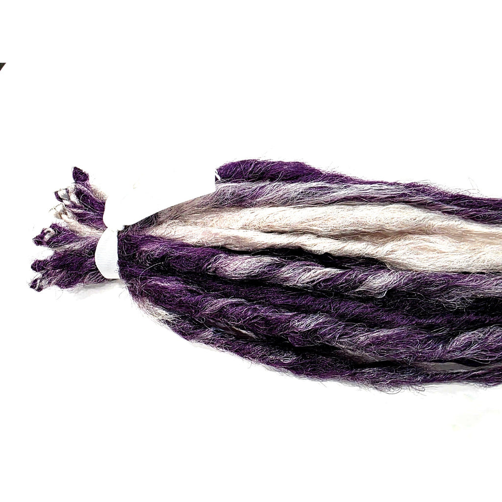 10 SE Single Ended Dark Purple Silver White Dreads Dreadlocks Hair Extensions