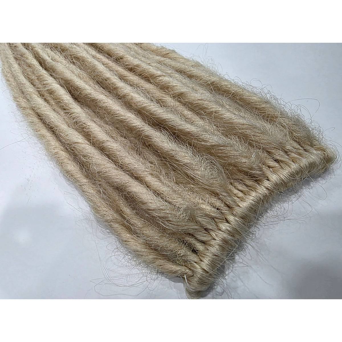 20 clip in synthetic dreadlocks – platinum blonde dreads on handmade weft, 2 clips