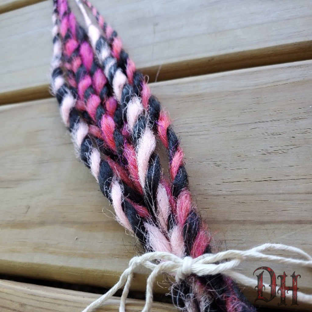 5 SE Black and PInk Twist Dreads Dreadlocks Hair Extensions
