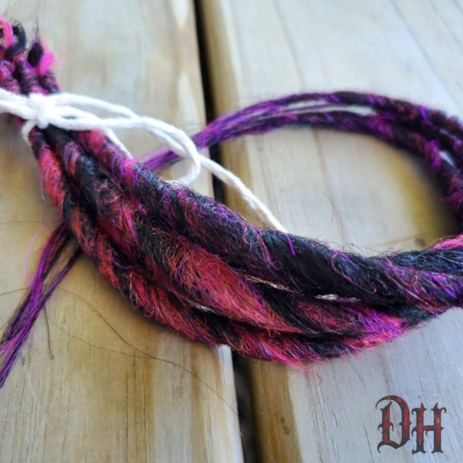 5 SE Single Ended Pink & Black Hair Extensions Synthetic Dreads Dreadlocks