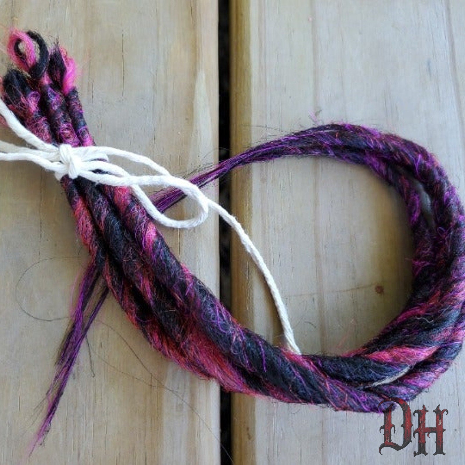 5 SE Single Ended Pink & Black Hair Extensions Synthetic Dreads Dreadlocks