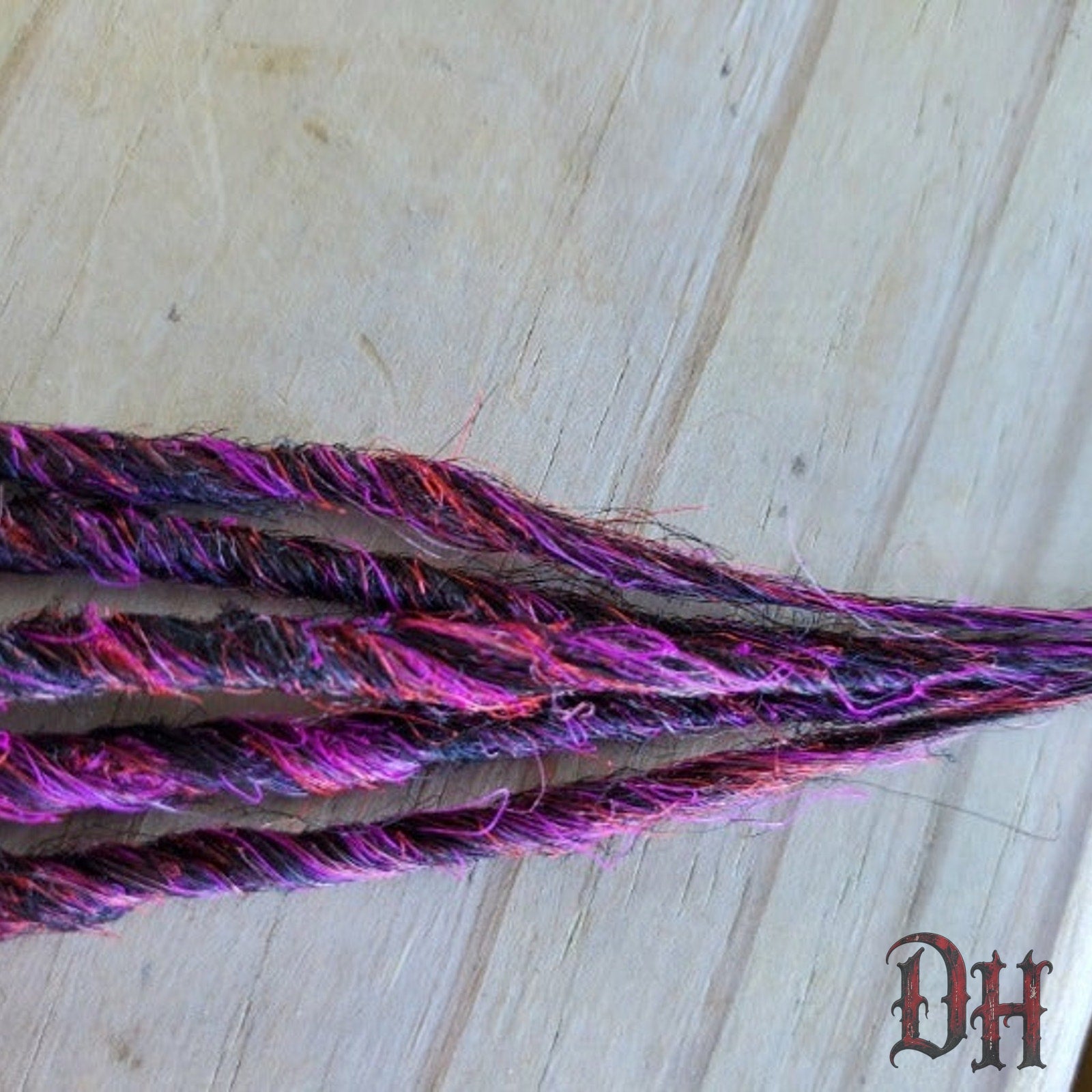 5 SE Single Ended Pink & Black Hair Extensions Synthetic Dreads Dreadlocks