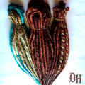 50 DE Double Ended Auburn Blonde Teal Synthetic Dreads Dreadlock Hair Extensions
