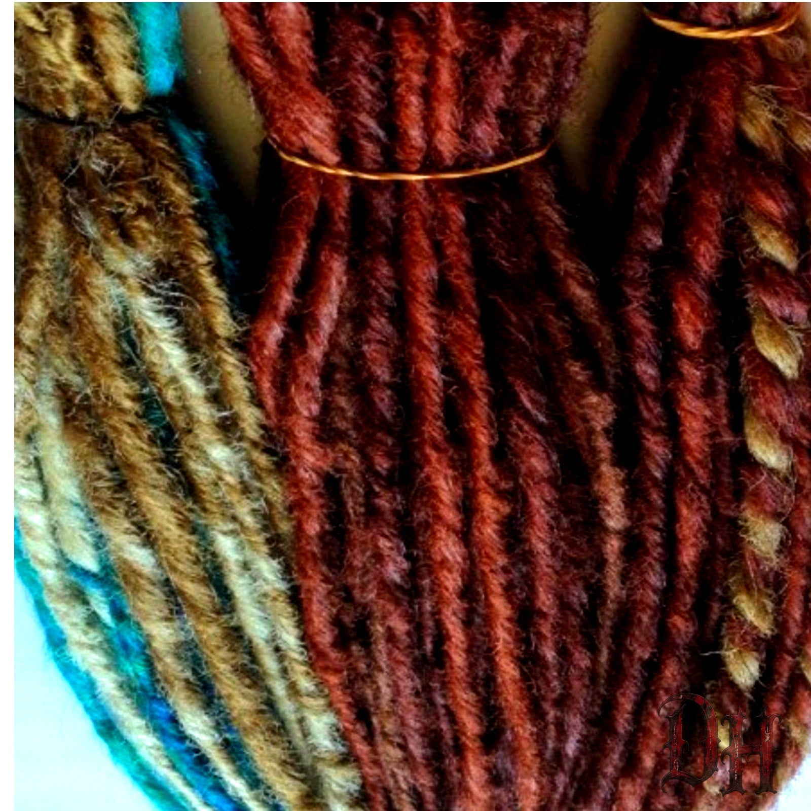 50 DE Double Ended Auburn Blonde Teal Synthetic Dreads Dreadlock Hair Extensions